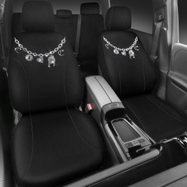 CAR PASS Bling Rock Rapper Diamond Car Seat Covers, Waterproof Oxford Shining Rhinestones 2 Front, Universal Fit 95% Automotive Glitter Sparkly Crystal Funny Cute Women Girl, Silver Rapper Diamond