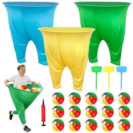 3 PCS Granny Pants Yard Game, Granny Pants Outdoor Party Game with 15 Bouncy Balls 3 Ground Stakes, Granny Pants Game for Group, Family Gatherings Birthday Party Gift, School Carnival Activitie