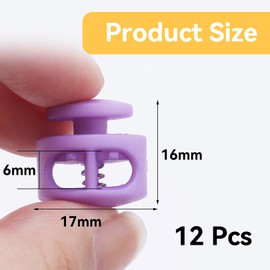 Pack of 12 cord stoppers, cord stoppers, 2 holes, coloured cord clamp, 2-hole locks for cord, closure locks for cord, cord stopper laces, for drawstring bags, clothing, backpacks