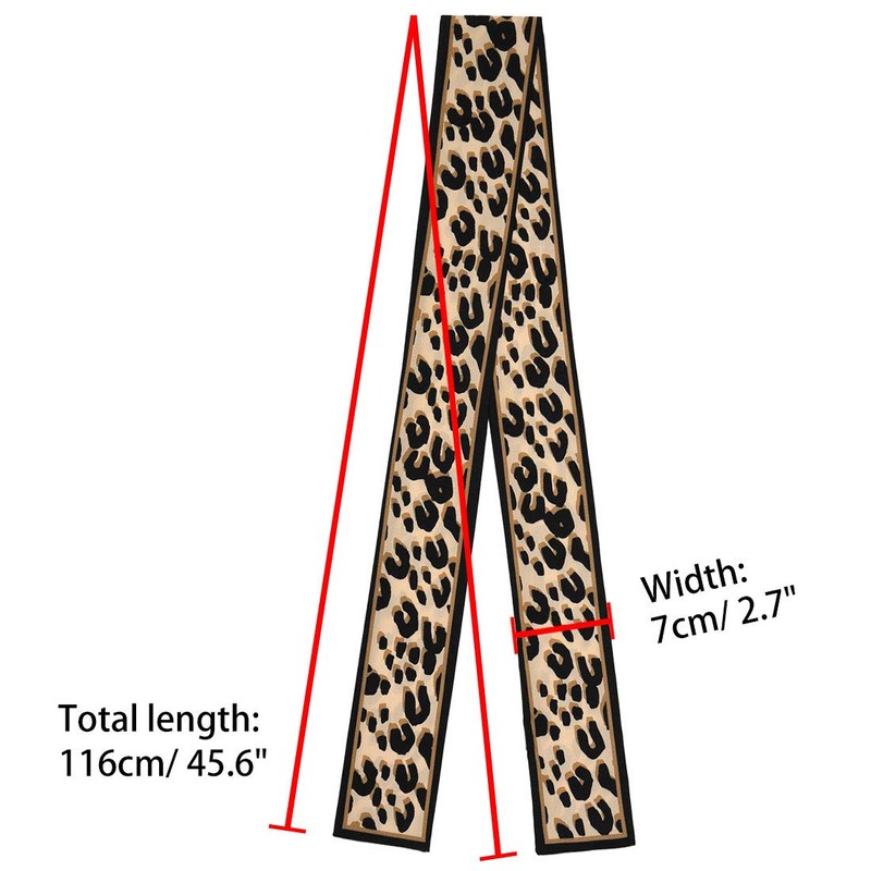 sourcing map Women's Leopard Ribbon Long Skinny Scarf Headband Neckerchief,