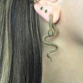 Snake Earrings for Women Silver Snake Earrings Dangle Gold Snake Drop Earrings Black Snake Earrings Snake Jewelry Serpent Earrings Silver Gold Snake Accessories (3_Gold Snake Dangle Earrings)