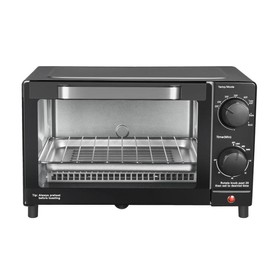 4-Slice Toaster Oven with 3 Adjustable Settings, Includes Baking Rack & Pan, Versatile Cooking for All Sizes - Color: Black