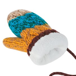 IBLUELOVER Ladies Knitted Mittens Thermal Winter Mittens With String Women Cute Warm Gloves Stylish Colorful Full Finger Gloves Thicken Plush Lining Soft Wool Mitten Gloves