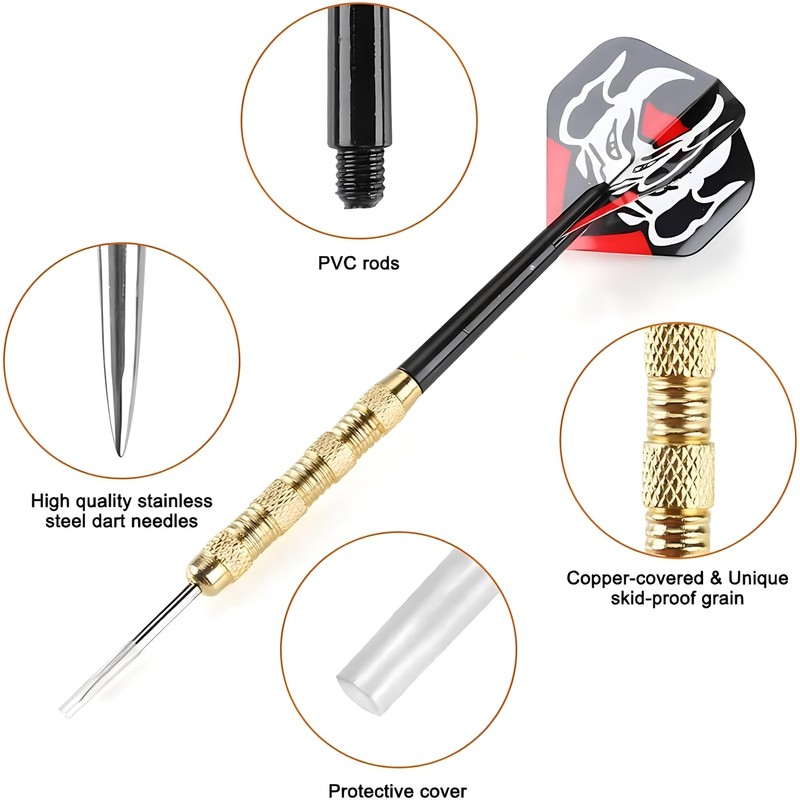 18 Pack Steel Tip Darts, Professional Darts Metal Tip Set