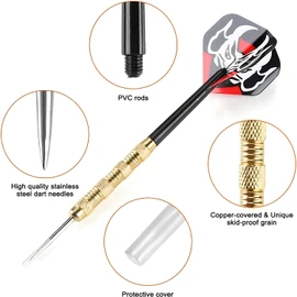 18 Pack Steel Tip Darts, Professional Darts Metal Tip Set with Aluminum Shafts, Standard Flights, Rubber O'Rings and Extra Dart Sharpener (Style-1)