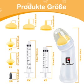 Gufastoe Pet Breeding Bottle with Feeding Nipple and Syringes Kitten Puppy Bottles for Breastfeeding Kit for Puppies Dogs Cats or Other Newborn Pets, Pack of 15 (Yellow)