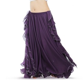 ROYAL SMEELA Chiffon Belly Dance Skirt Slit Bellydance Skirts Tribal Belly Dancer Costumes for Women Carnival Outfit Purple