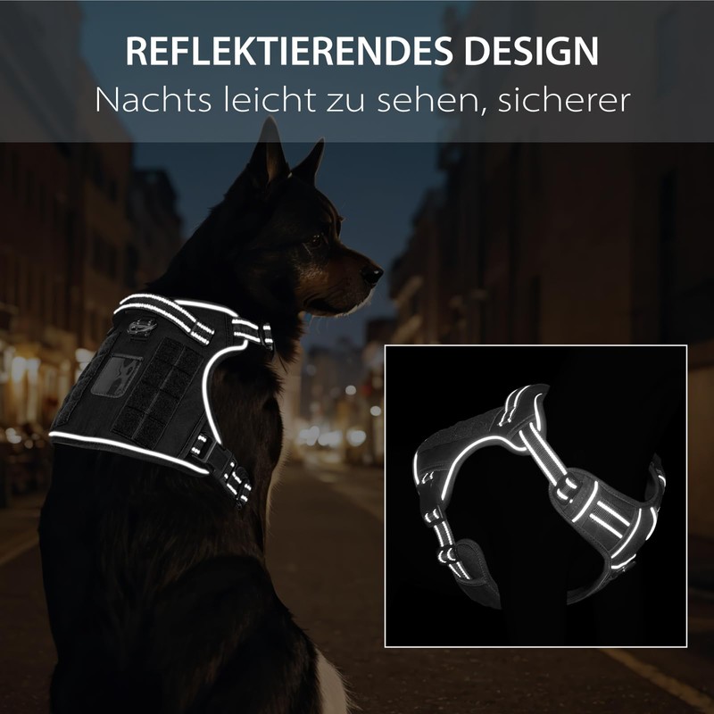 HEELE Dog Harness, Tactical Dog Harness with Molle Panel, Harness