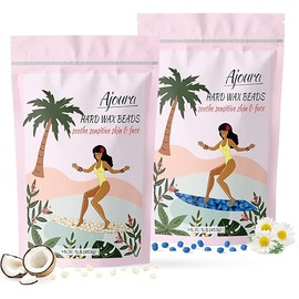 Ajoura Hard Wax Beads 2-Pack: Cream Wax for Sensitive Skin, Chamomile Wax for Fine Hair Removal - Eyebrow, Facial, Body (Legs, Arms, Underarms, Bikini) (1lb each)