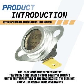 2 PCS 10123532 Furnace Temperature Limit Switch Thermostat L350F Replacement for Goodman Amana 101235-32 B1370154 36TX16 611871 SLR350
