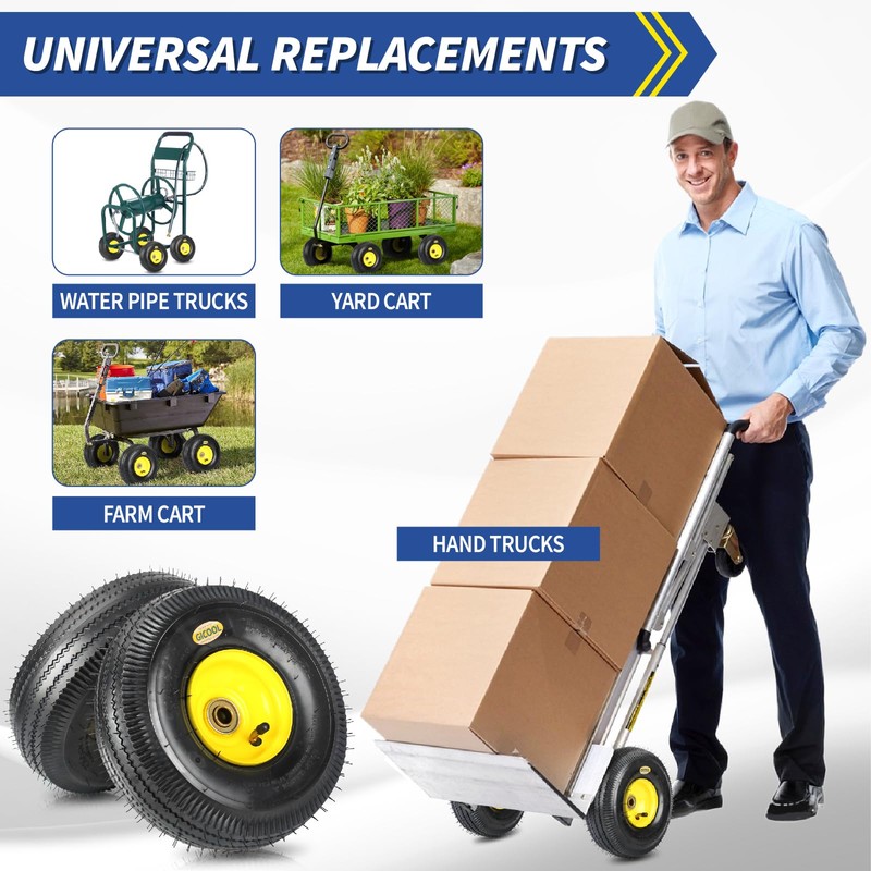 GICOOL 4.10/3.50-4 Explorer Series Rubber Tire and Wheel, with 2.25"