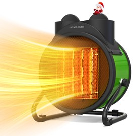 Buyplus Outdoor Heaters for Patio - 1500W Portable Garage Heater with 90°Adjustable Angle, Overheat Protection & 2S Fast Heating, Electric Space Heater for Patio, Garage, Bedroom, Office (Green)