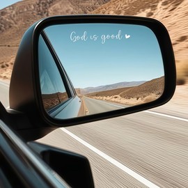 4 x God is Good Rearview Mirror Sticker,Rear View Mirror Decal,Jesus Car Window Decal,Vanity,Affirmation,Water Bottle,Tumblers,Bumper,God is Good Rear View Sticker, Peel and Stick Car Decoration