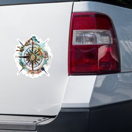 Not All Those Who Wander are Lost Compass Vintage Sticker, Car Bumper, Laptop, Water Bottle, Wall, Window Waterproof Vinyl Decal, Size - 5'' Longer Side