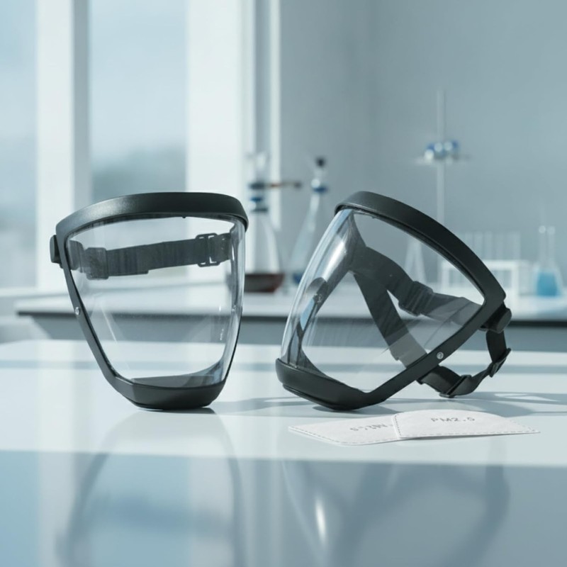 Protector facial Almencla con filtro anti‑vaho y válvula respiratoria –
