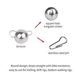 MUUNN 10Pcs Tungsten Cheburashka Weights Fishing Sinkers, 1~7g Tungsten Cannonball Jig Head Fishing Weights Tungsten Cheb Rig Weights, Plain (1.0g)