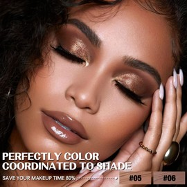 FOCALLURE FOCALLURE 2PCS No Crease Eyeshadow Stick,Shimmer and Matte Cream Eyeshadow Pencil Crayon,Long Lasting Waterproof Eye Brightener Stick With Blending Brush,Daily Chocolate