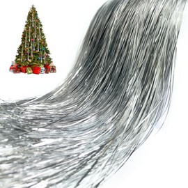 Pack of 3000 Strands Silver Christmas Icicle Tinsel Foil Fringes | 19.8 Inches, Christmas Tree Tinsel Curtain Decoration for Indoor Outdoor Winter Home Holiday New Year Eve Birthday Party Supplies