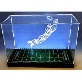 LED Lights Football Ball Display Case Box Acrylic Mirror Field Showcase Shoes UV Protection (Football)