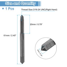 sourcing map Straight Flute Screw Taps 3/16-24 UNC 2B Thread HSS6542 Black Nitride Coated Machine Threading Milling Tap Tapping Tools