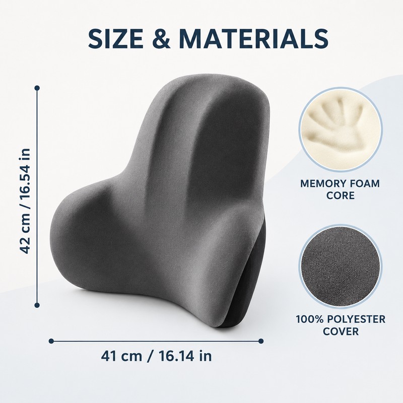 Memory Foam Lumbar Support Cushion for Car & Office Chair