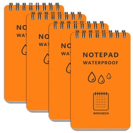 Weatherproof Top Spiral Notepads with Waterproof Paper and Hard Cover, A7 Pocket Steno Pads, 4 Pack 400 Pages Graph Pattern (3" x 5", Orange)