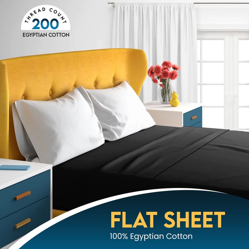 Sunshine Comforts Egyptian Cotton Flat Sheets Breathable, Anti Wrinkle, Shrink