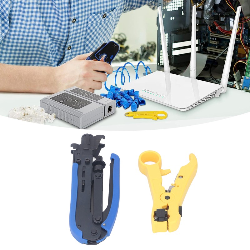Coax Crimper Tool Kit for Cable Compression with Stripping Tool