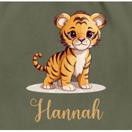 Geschenk mit Namen personalisiert by Shirtracer - Gym Bag Backpack - Tiger with Name - Zoo Animals Animal Motif, 08 Olive Green, Unit size