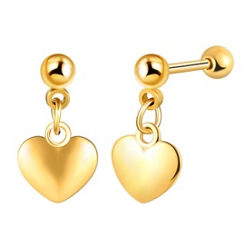 Yumilok Men's Earrings Stainless Steel Women's Stud Earrings Heart Pendant Piercing Cartilage Earrings for Women Girls Teenagers, Stainless Steel