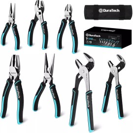 DURATECH 7-Piece Pliers Set with Rolling Pouch High-Strength Materials Tool Set