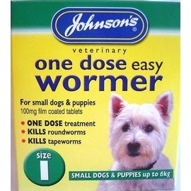 John-sons One Dose Easy Wormer Tablet Worming Tablet Dog Dewomer Tablets (1 -Small dog puppies up to 6kg)