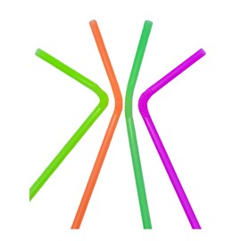 Vellenue 225-Pack Neon Colored Plastic Flexible Straws Disposable Bendy Drinking Straws 0.23" x 8.25" Colorful Party Straws