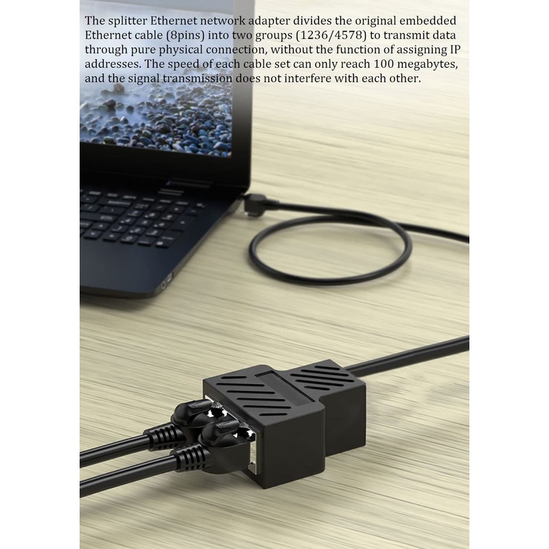 Ethernet Splitter 1 to 2 RJ45 Network Cable Adapter, Note