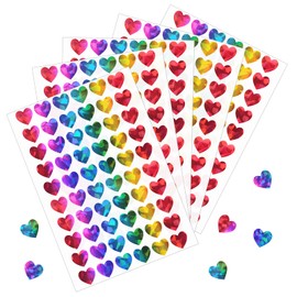1800pcs 0.5inch Holographic Heart Stickers,Glitter Tiny Hearts Sticker for Kids,Use for Valentines Day Love Decorations, Award Charts, Scrapbooking Crafts,Student Planner (Rainbow)