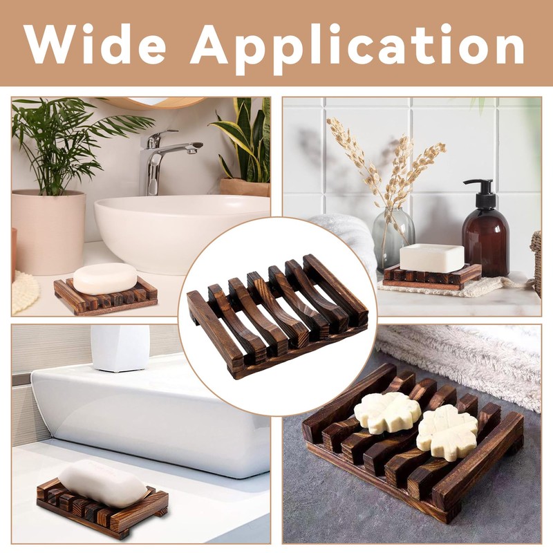 SANTUO 2Pcs Bamboo Soap Dish Hawaii Style Soap Dishes for