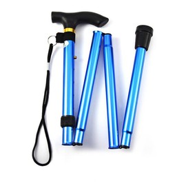 ASPALAND Super Lightweight Folding Stick, Cane, Blue, 5 Adjustable Levels, Long Strap