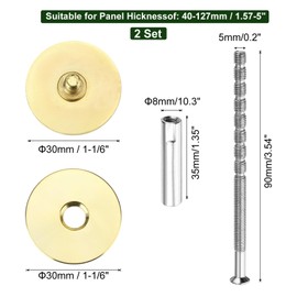 sourcing map Door Hole Cover Plate, 1-1/6" Dia Deadbolt Cover Plate Round Door Knob Hole Filler Plate Brushed Satin Nickel 1.38" Nut 3.54" Screws Gold Pack of 2