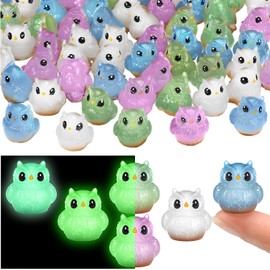 Weysat 100 Pcs Mini Resin Owls Luminous Tiny Resin Owls Glow in The Dark Miniature Figurines Fairy Garden Accessories Supplies Animals for Garden Micro Landscape Plant Pots Bonsai Craft Decor