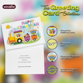 Winfaire Happy Hanukkah Cards - 4" x 6" Chanukah Cards - 1 Set Happy Chanukah Holiday Greeting Card with Envelope - 3D Pop Up Design