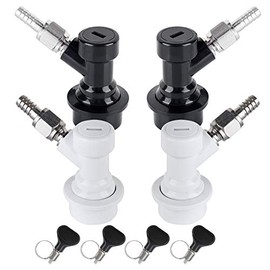 MRbrew 2 Pairs Ball Lock Disconnect Set, Home Brew Ball Lock Corny Keg Fittings for Keg Posts Coupler, with Stainless Steel 5/16'' Gas & 1/4'' Liquid Barbs & Extra 4 Hose Clamps & MFL Swivel Nuts