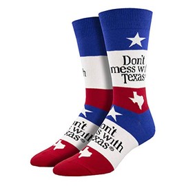 Socksmith Men's Don't Mess With Texas Flag Crew Socks, multi