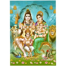 Lord Shiv Parvati Ganesh Kartikay Shiv Parivar Poster Home Office Temple