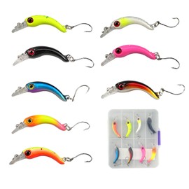 duisoad 8 Piece Trout Wobbler Set Fishing Lure Set Artificial Bait Wobbler Trout with Single Hook for Use in Freshwater, Saltwater, Trout, Perch