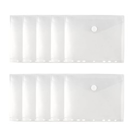 Pack of 10 A5 Document Wallets, A5 Folder, 23 x 18 cm, Envelope Folders for Filing, Waterproof 7-Compartment, Transparent Document Bag Folder, Suitable for Offices Schools Documents