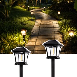 GIGALUMI Solar Pathway Lights 2 Pack Solar Lights, Waterproof Outdoor Path Light for Garden Yard Patio Lawn Porch Walkway Backyard Sidewalk (Warm White)