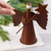 6-1/2" Rustic Tin Angel Christmas Tree Topper Holding a Star