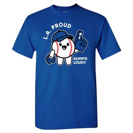 Los Angeles Proud, Always Loud Men's T-Shirt for Baseball Fans (Royal Shirt, XL)