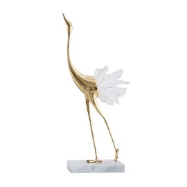 suruim Gold Decor Accents,Brass Birds Statues Gold Home Decor Modern Crystal Decor Ornaments for Living Room, Bedroom, Office Desktop, Cabinets (White A)