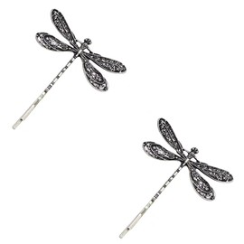 2Pcs Silver Dragonfly Hair Clip Wedding Retro Antique Barrette Bridal Headdress Color Head Wear Styling Hair Accessories for Girls Women Ladies Bobby Pins Hairpins French, Hair Styling Pins